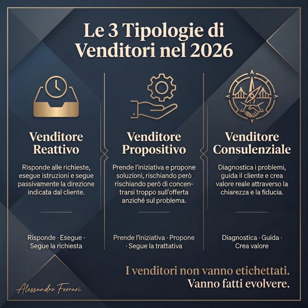 Venditori nel 2026: infografica sulle 3 tipologie principali di venditori