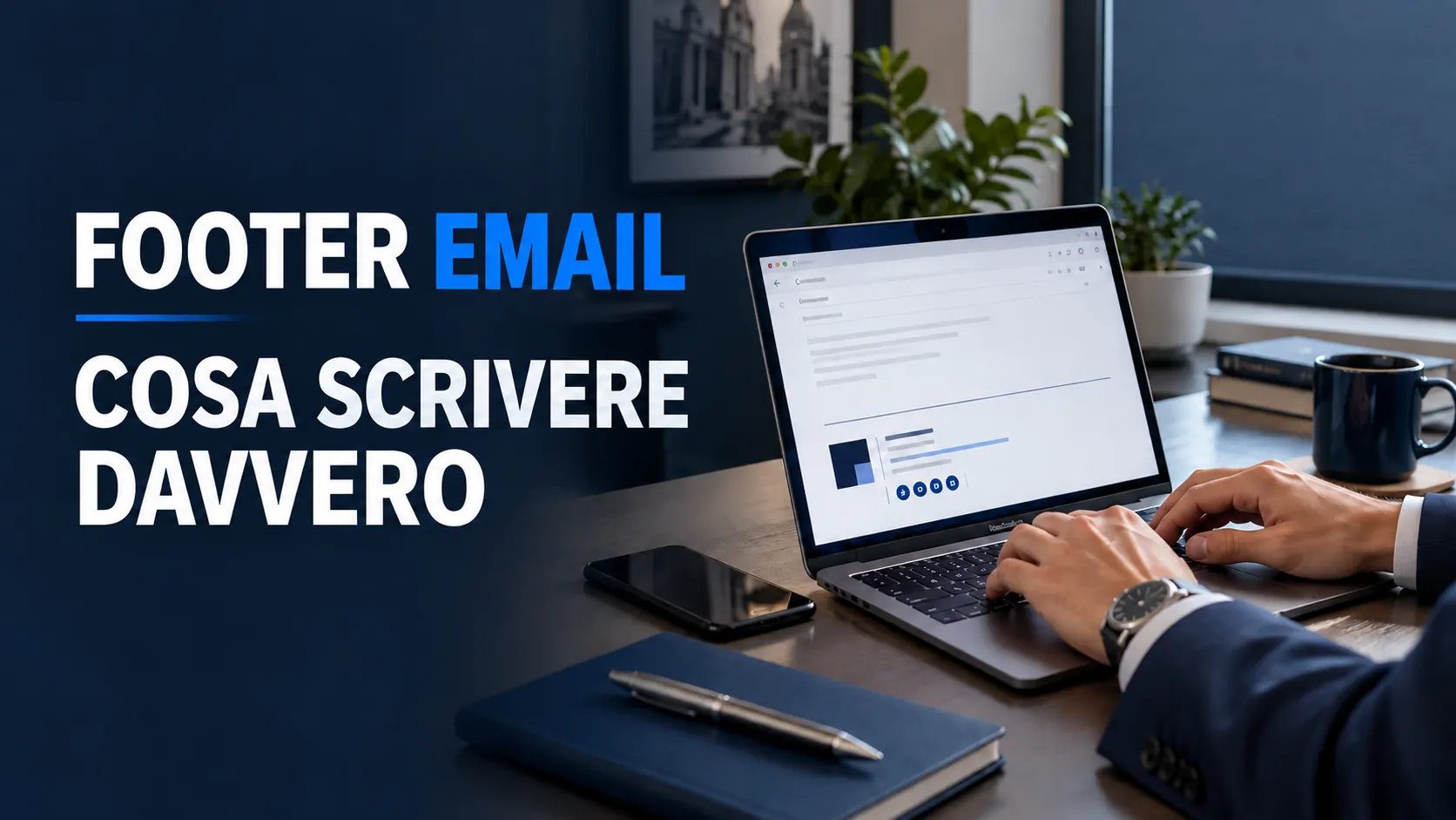 Cover dell’articolo su cosa scrivere nel footer email