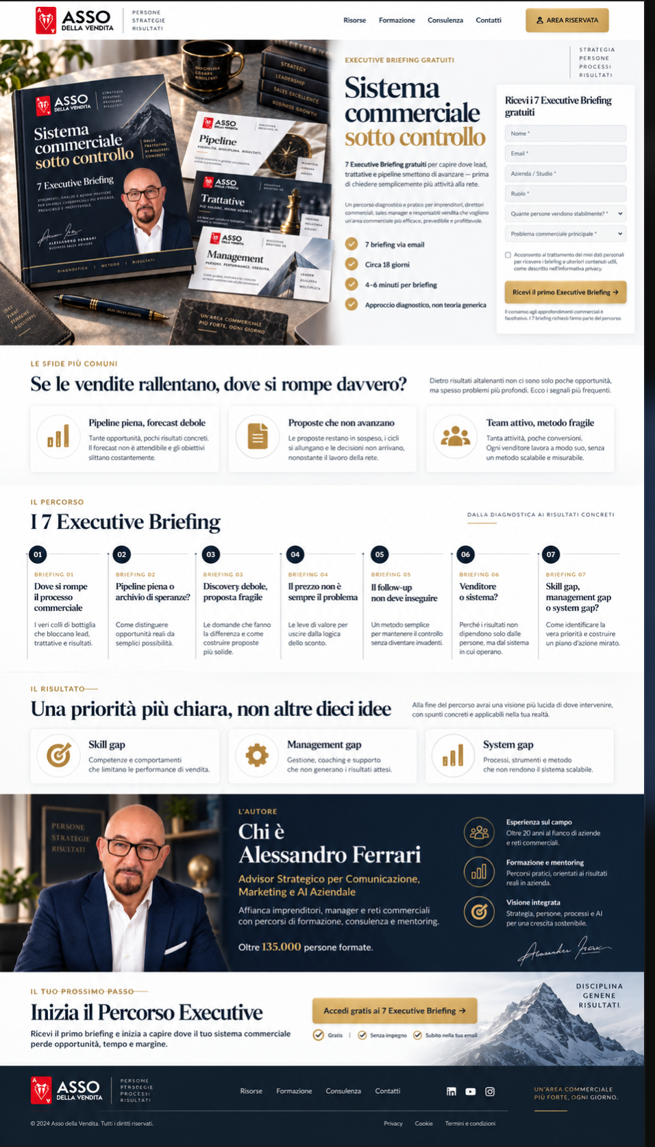 Mockup 3D approvato: Sistema commerciale sotto controllo, 7 Executive Briefing con schede Pipeline, Trattative e Management