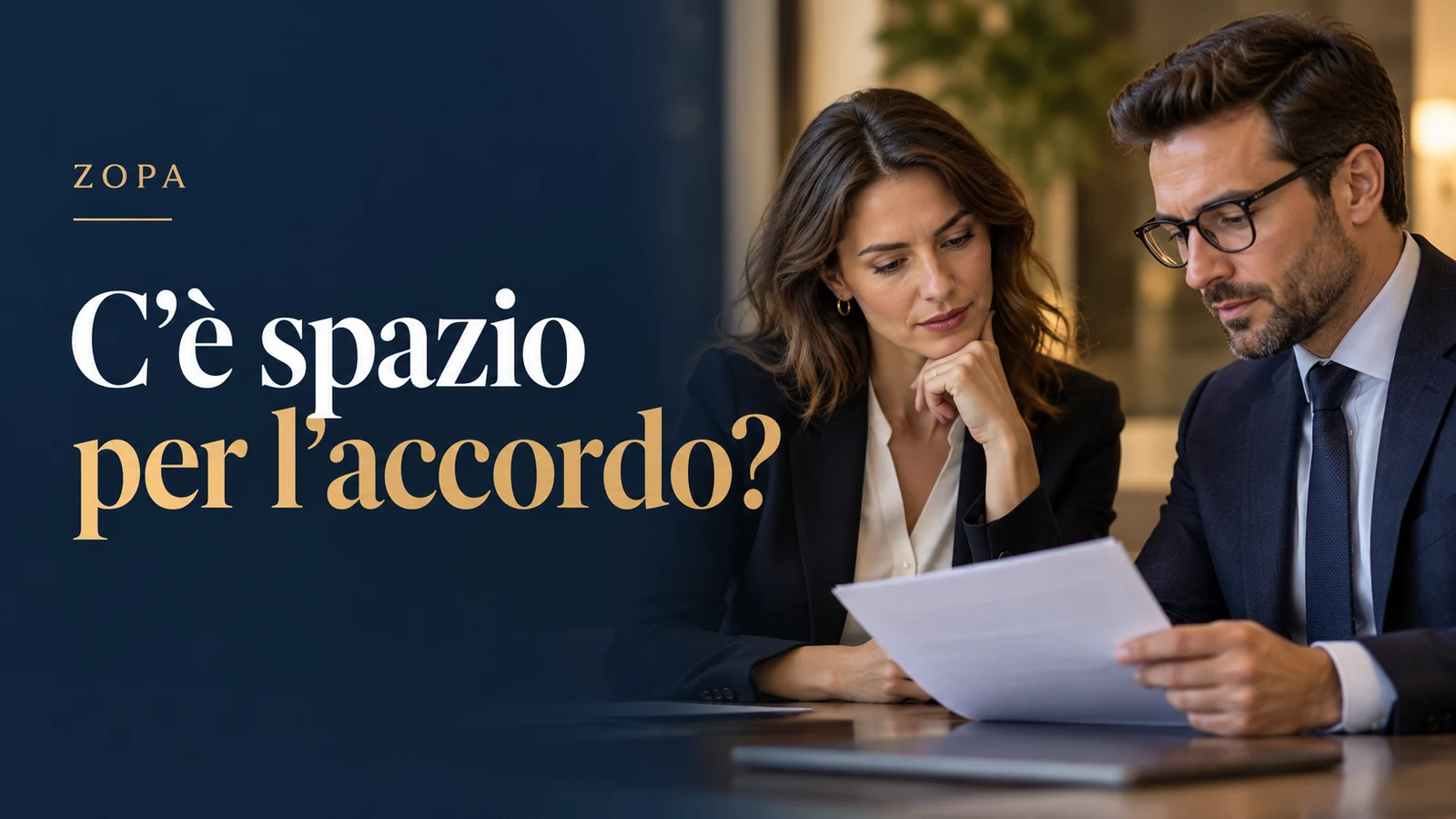 ZOPA nella negoziazione: due professionisti valutano una proposta; headline C’è spazio per l’accordo?